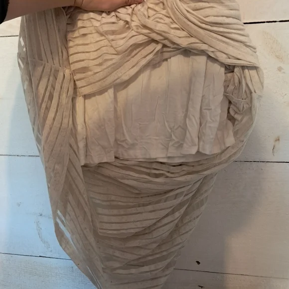 Anthropologie Racerback Sheer Maxi Tan Off White Dress By Maeve Size Small - Picture 8 of 10